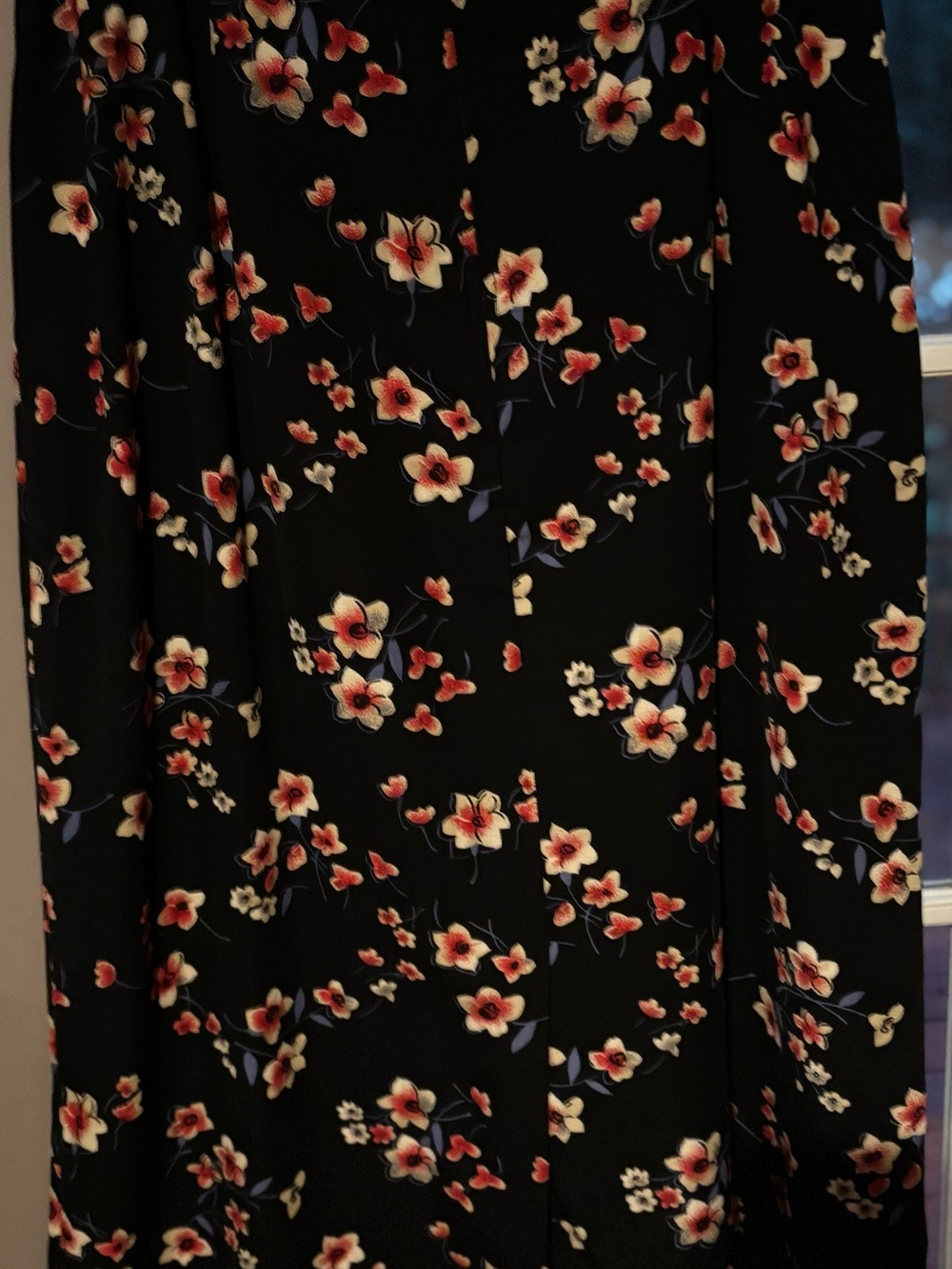 Sag Harbor Black Maxi Skirt with Cream and Red Floral Print